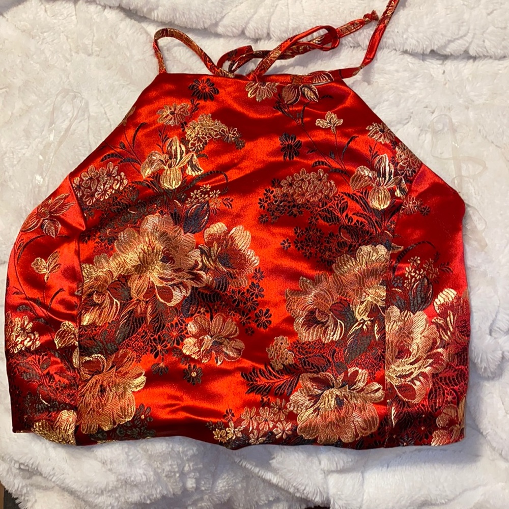 Windsor red floral crop top